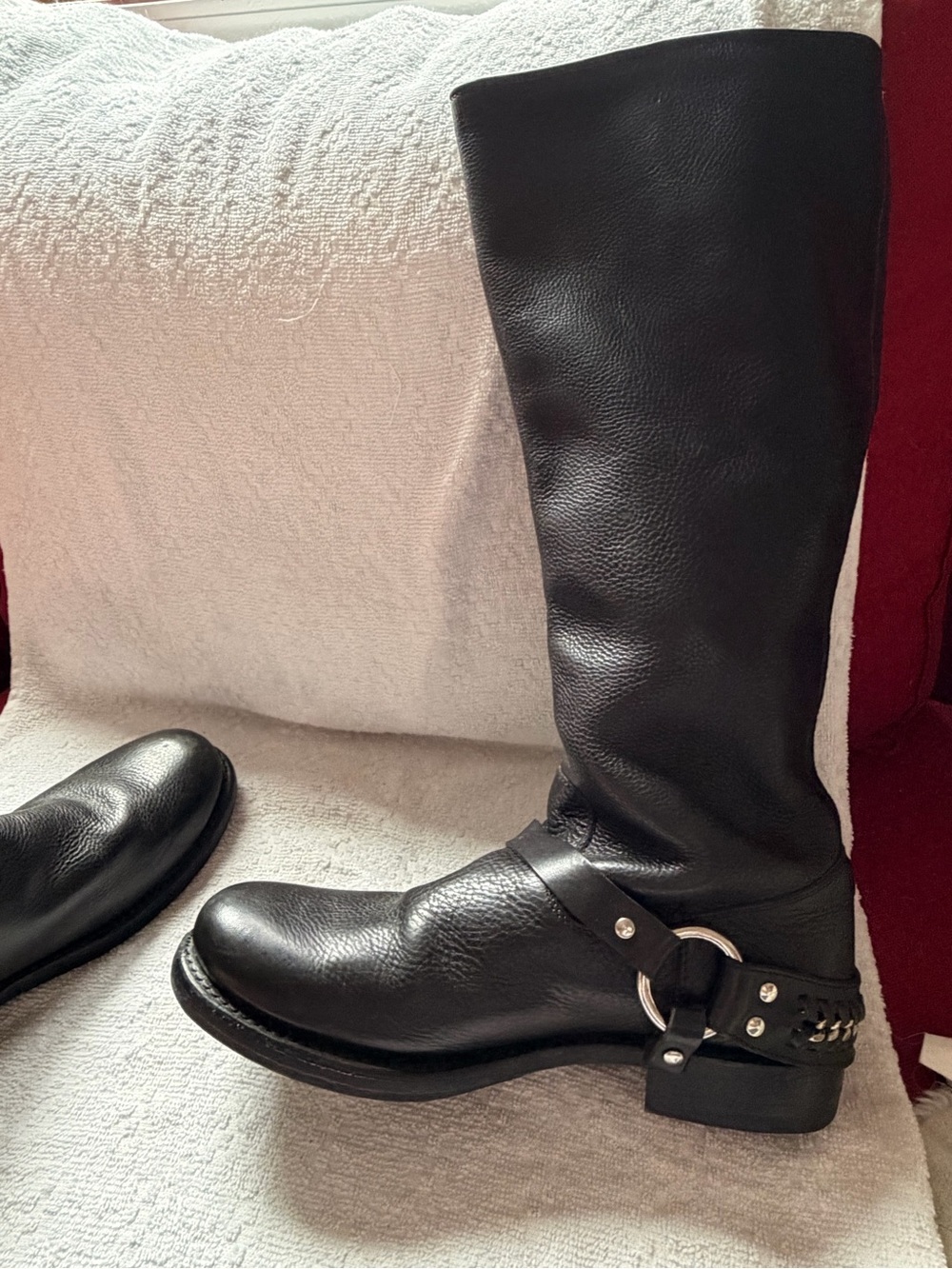 Frye Black Leather Harness Jenna Knee-High Boots - Picture 3 of 8